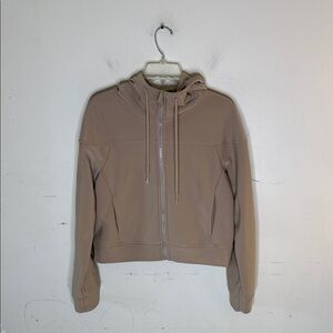 Fire & Fleur Tan Zip-Up Athletic Hoodie Size Medium